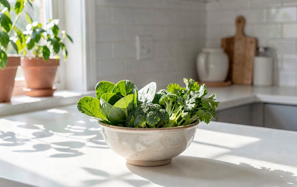 Fresh ingredients in a bright kitchen